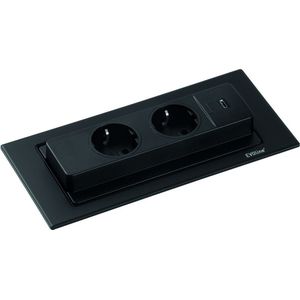 Schulte Stopcontact Evoline BackFlip inbouw contactdoos +USB lader - Nederlands kleur Rvs