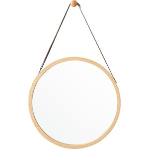 Lange Spiegel Amado - Bamboe - Hangende Spiegel - Rond - Ø38 cm - Houtkleur - Stijlvol Design