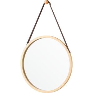 Lange Spiegel Amado - Bamboe - Hangende Spiegel - Rond - Ø38 cm - Houtkleur - Stijlvol Design