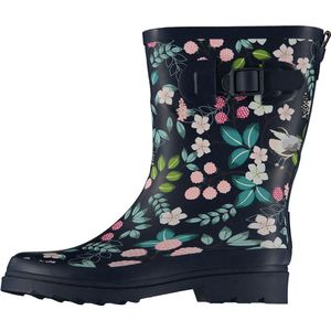 XQ Footwear - Regenlaarzen - Rubber laarzen - Dames - Festival - Bloemenprint - Rubber - donkerblauw - Maat 40