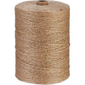 Relaxdays jute touw op rol - 2 mm - biologisch afbreekbaar - hobby - decoratie - 400 m