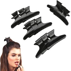 JGS Premium - 12-delige set Zwarte Vlinder Haarknipjes voor Lang Haar Kapper Meisjes met Salon Clips