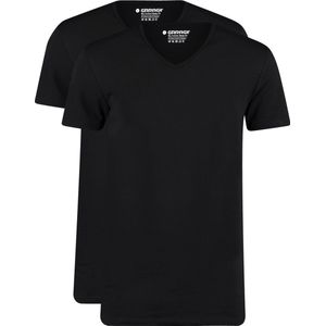 Garage 0222- Bio-Cotton Bodyfit 2-pack T-shirt V-hals korte mouw zwart 3XL 95% organisch katoen 5% elastan