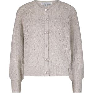 Red Button Vest Cardigan Ajour Sparkle Srb4605 Stone Dames Maat - XS