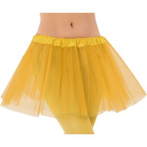 Dames verkleed rokje/tutu - tule stof met elastiek - geel - one size