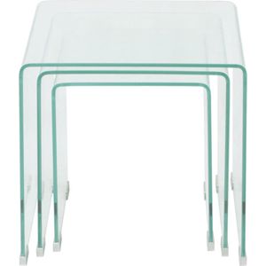 Maison Exclusive - Bijzettafel set 3-dlg transparant gehard glas