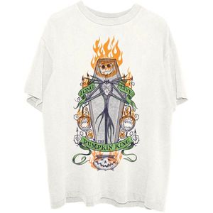 Disney,The Nightmare Before Christmas - Orange Flames Pumpkin King Unisex Tshirt - M - Creme