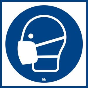 Bord mondkapje verplicht M016 nalichtend (glow in the dark) + kader 10x10 cm