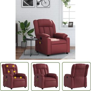 vidaXL Lounge Stoel - Massagestoel - Massagestoel verstelbaar kunstleer wijnrood - Relaxstoel - Elektrische Massage - Ergonomische Stoel