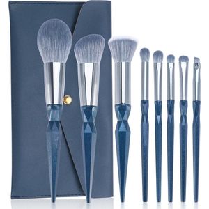 Professionele en veganistische make-upkwastenset met saffierblauw etui