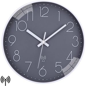 Geruisloze Radiogestuurde Wandklok - Moderne Hangklok voor Huiskamer, Slaapkamer en Kantoor, 30 x 30 cm