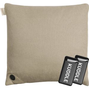 Kuddle Warmtekussen Oplaadbaar - Draadloos - Elektrisch - 45x45cm - Knitted 'Sand Beige' - Inclusief 2 Powerbanks
