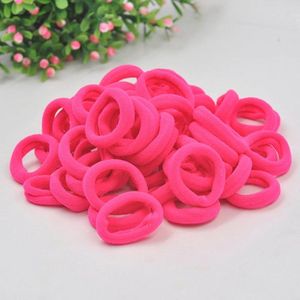 50 Stuks 3cm Duurzame Haarelastiekjes - Fel Hot Roze - Haaraccessoire - Voor Meisjes - Haarsieraad - Staart