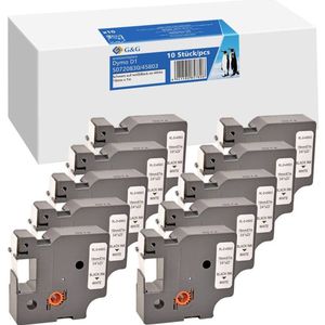 G&G - D1 Labeltape Set - Wit - Zwart - 10 Stuks - 19 mm - 7 m
