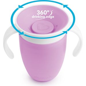 Munchkin Miracle Anti-Lek 360° Drinkbeker - Trainer Cup - Oefenbeker voor Baby en Kind - 207ml - Paars