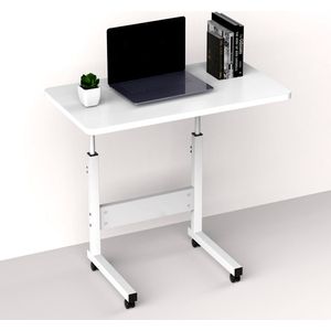 VIVOLILV Bedroltafel, bank, laptop, in hoogte verstelbaar, stabureau met lade, bijzettafel, 4 wielen, voor woonkamer, 60 x 40 x 62,5-86,5 cm