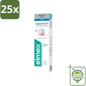 25 x Elmex – Tandpasta – Sensitive Plus Gum Care White – 75 ml - Grootverpakking - Gevoelige Tanden - Gevoelige Tanden En Tandvlees - Tandpasta Voor Gevoelige Tanden - Tandpasta Voor Gezond Tandvlees - Whitening Tandpasta
