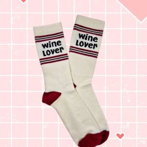 Pegada Socks – Wine Lover | Witte sokken met tekst | One size | Uniseks