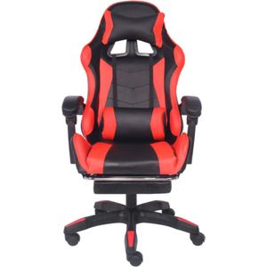 Concept-U - Masseer Zwarte en rode gamingstoel met voeten rust ULTIM
