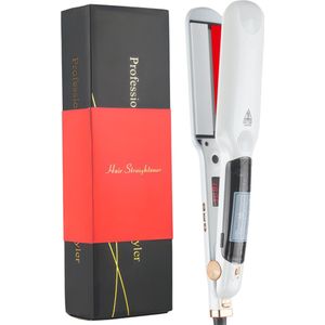 Stoomstijltang - 4.0 -Steam Straightener Pod - Professionele Stijltang - Krultang - Infrarood Stijltang - Limited Edition (Wit)