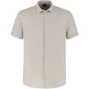 GENTS - Korte mouw knit streep - Polyblend - Beige - Maat EU40/M