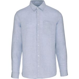 Afgewassen linnen herenoverhemd lange mouwen Linen Blue - 3XL