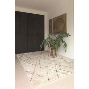 OSTA Lana – Vloerkleed – Tapijt – geweven – wol – eco – duurzaam - modern - berber - Beige Lijnen - 160x230