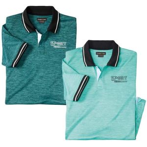ATLAS FOR MEN - Set van 2 polo’s met gevlamd effect - Heren - Verkrijgbaar in grote maten - 5XL
