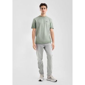 T-shirt - Gewassen Gestreept - Normale Pasvorm - Katoenmix