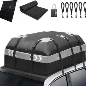 Dakkoffers Autodaktas 21 kubieke voet dakkoffer Waterdichte dakkoffer Opvouwbare bagagebox Imperiaaltas voor voertuigen met/zonder imperiaal, inclusief antislipmat + slot