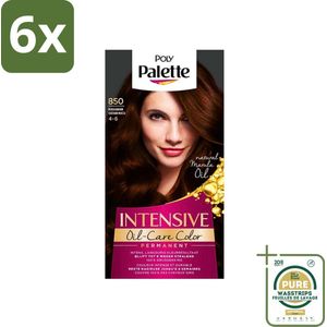 Poly Palette - Haarverf - Mokka Bruin 850 - 115ml - Voordeelverpakking - 6 stuks - Mokka bruin - Grijsdekking