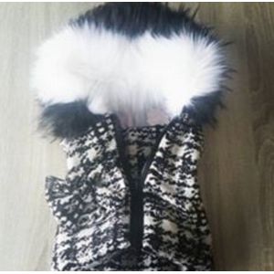 Maat 86 Bodywarmer zomerjas imitatiebont bontkraag zwart wit