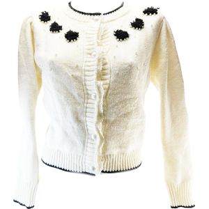 Vest Zwart wit met bloemen warme trui Maat Onesize