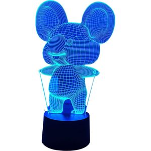 3D-Nachtlampje - 3D-lamp - 16 Kleuren Veranderende Dimbaar - met Afstandsbediening - Decoratie - Led-illusie - Nachtlamp - Kinderspeelgoed - Lamp - Verjaardagscadeau - Jongens - Meisjes - Koala