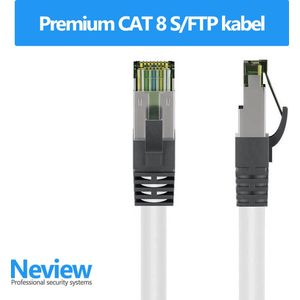 Neview - 1 meter premium S/FTP kabel - CAT 8 100% koper - Wit - (netwerkkabel/internetkabel)