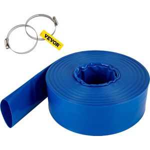 VEVOR 10,16 cm x 32 m Afvoerslang , PVC Platte Slang, Werkdruk 60 psi , Temperatuurbereik -15°C tot 65°C , Zware Terugspoelafvoerslang met Klemmen , Weerbestendig en Barstbestendig , Blauw
