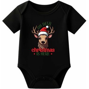 Romper Oh deer. X-mas is here - zwart - korte mouw