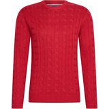 Cappuccino Italia - Heren Sweaters Cable Pullover Rood - Rood - Maat XXL