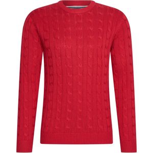 Cappuccino Italia - Heren Sweaters Cable Pullover Rood - Rood - Maat XXL