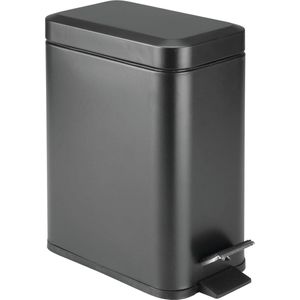 Pedaalemmer - afvalbak/prullenbak - voor badkamer, keuken en kantoor - met pedaal, deksel en plastic binnenemmer/ergonomisch design/metaal - zwart