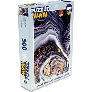 Puzzel Marmer - Paars - Luxe - Marmerlook - Glitter - Legpuzzel - Puzzel 500 stukjes