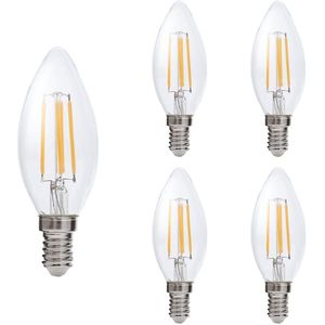 Kobi - LED Filamentlamp E14 - 4W - 470lm - 3000K - Kleine Bolvorm - 5 stuks