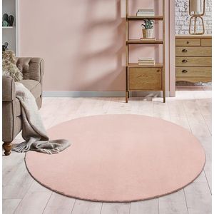 Vloerkleed voor woonkamer of slaapkamer in roze 200x200 cm | Modern en zacht kortpolig tapijt | Rond | Antislip onderkant | Wasbaar tot 30 Graden | Rug for bedroom or living room | RELAX kleed by The Carpet