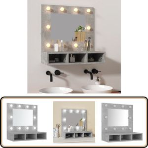 vidaXL Spiegelkast met LED-verlichting 60x31,5x62 cm betongrijs