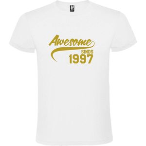 Wit  T shirt met  ""Awesome sinds 1997"" print Goud size XXXXL