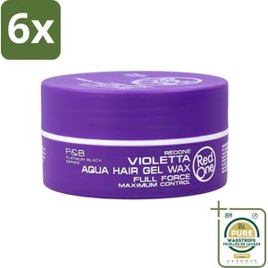 Red One Aqua Hair Gel Wax Purple 150 ml - Voordeelverpakking - 6 stuks - Haargel - Sterke hold