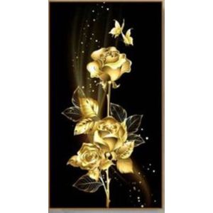Diamond painting – gouden rozen – 80x40 cm – vierkante stenen