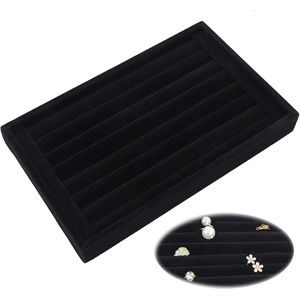 Zwart Velours Sieraden Organizer - Display Tray voor Ringen, Oorbellen en Kettingen