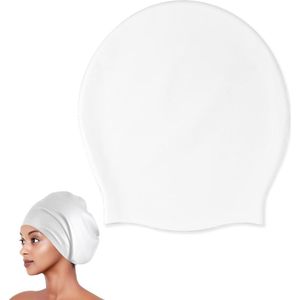 Siliconen Badmuts - Extra grote badmuts - Unisex - Badmuts - Badmutsen - Waterdicht en Elastisch - Swimming Cap - Wit