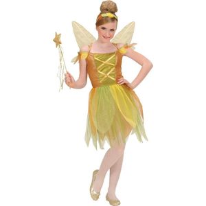 Widmann - Elfen Feeen & Fantasy Kostuum - Pixie Gouden Woud Prinses Spell Kostuum Meisje - Groen, Goud - Maat 128 - Carnavalskleding - Verkleedkleding